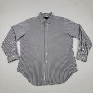 Polo Ralph Lauren Classic Fit Button Down Shirt 17 34/35 Black White Stripe READ